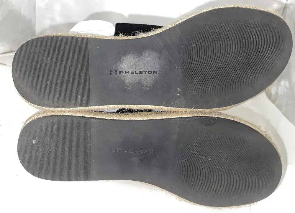 H By Halston Sandals Womens Size 7.5 Savannah Black Espadrille Toe Loop